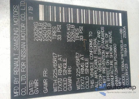 2020 Nissan Rogue S Fwd from USA, damaged, VIN KNMAT2MT9LP529860